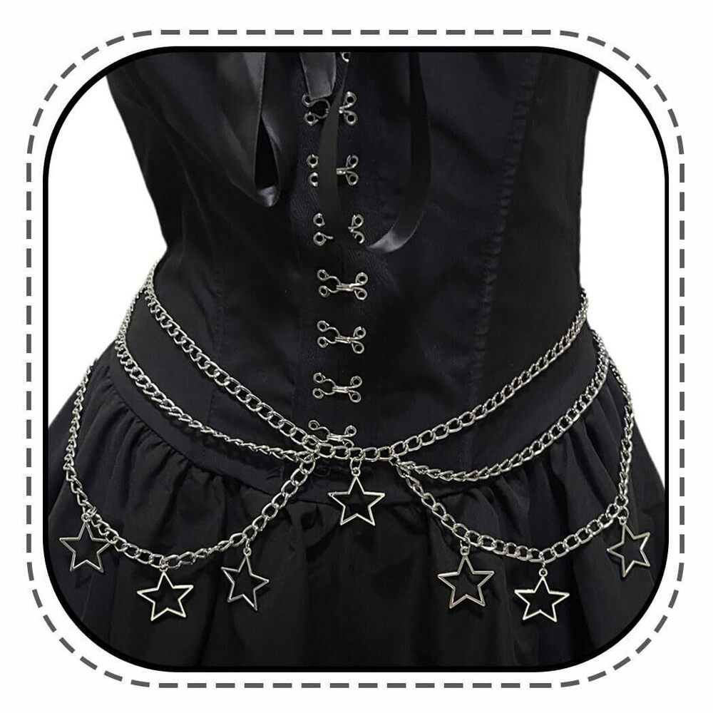 6954 Star Waist Chain Belt - Punk Gothic Crossover Body Belly Chains Tassel